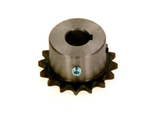 BOSCH Kettenrad mit zahnförmiger Außenkante und zentralem Loch zur Befestigung, aus metallischem Material gefertigt.